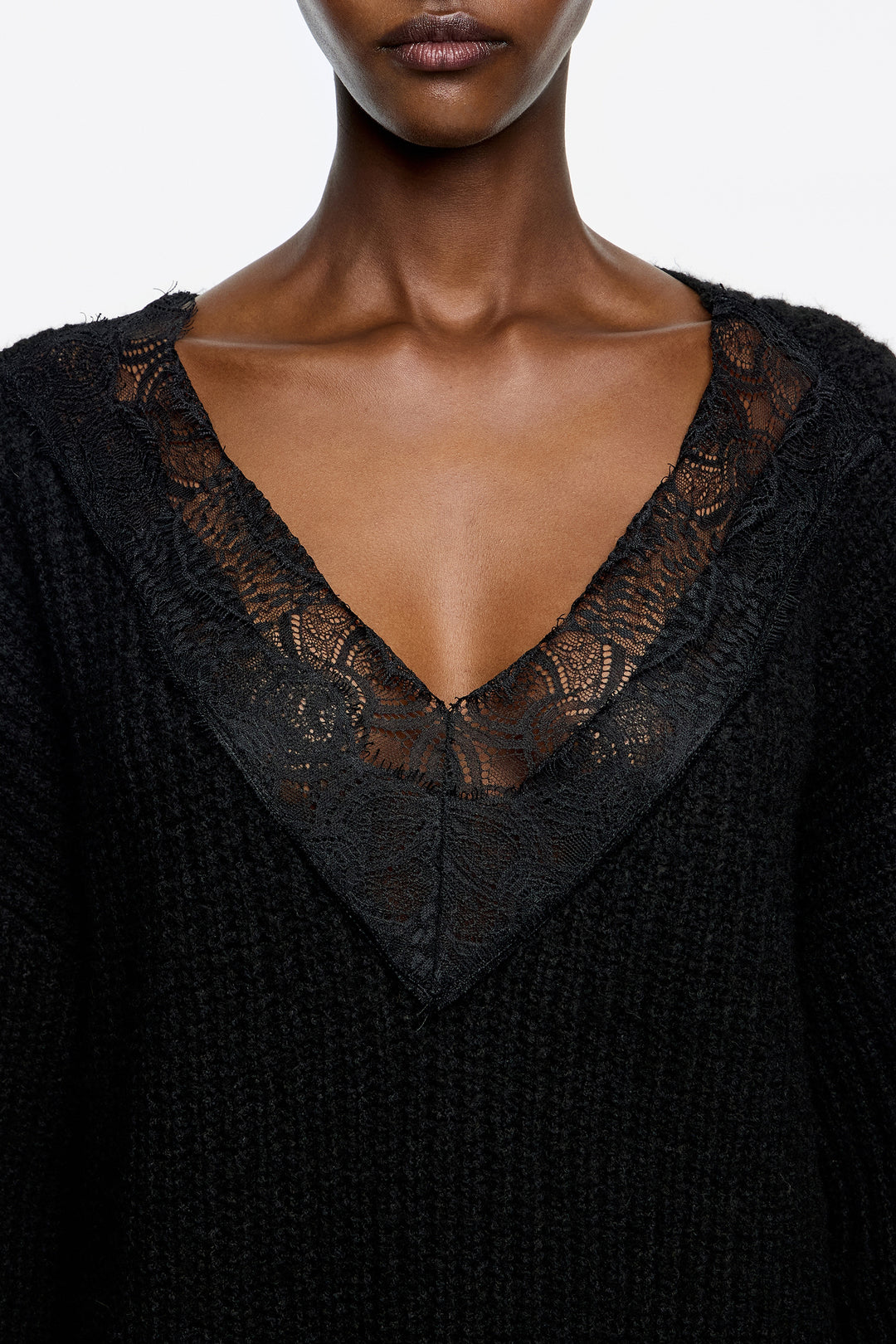 Long black lace sweater