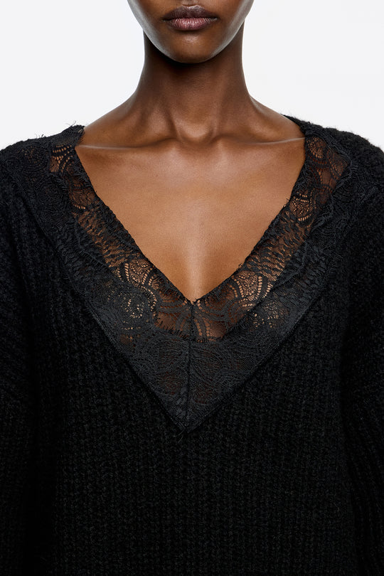 Long black lace sweater