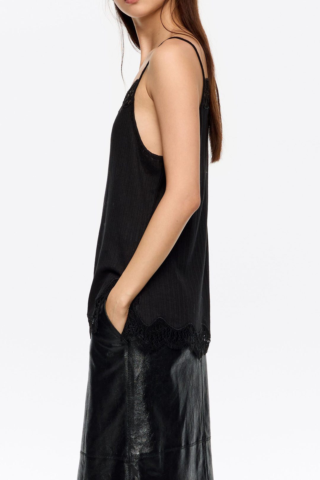 Black lace vest top