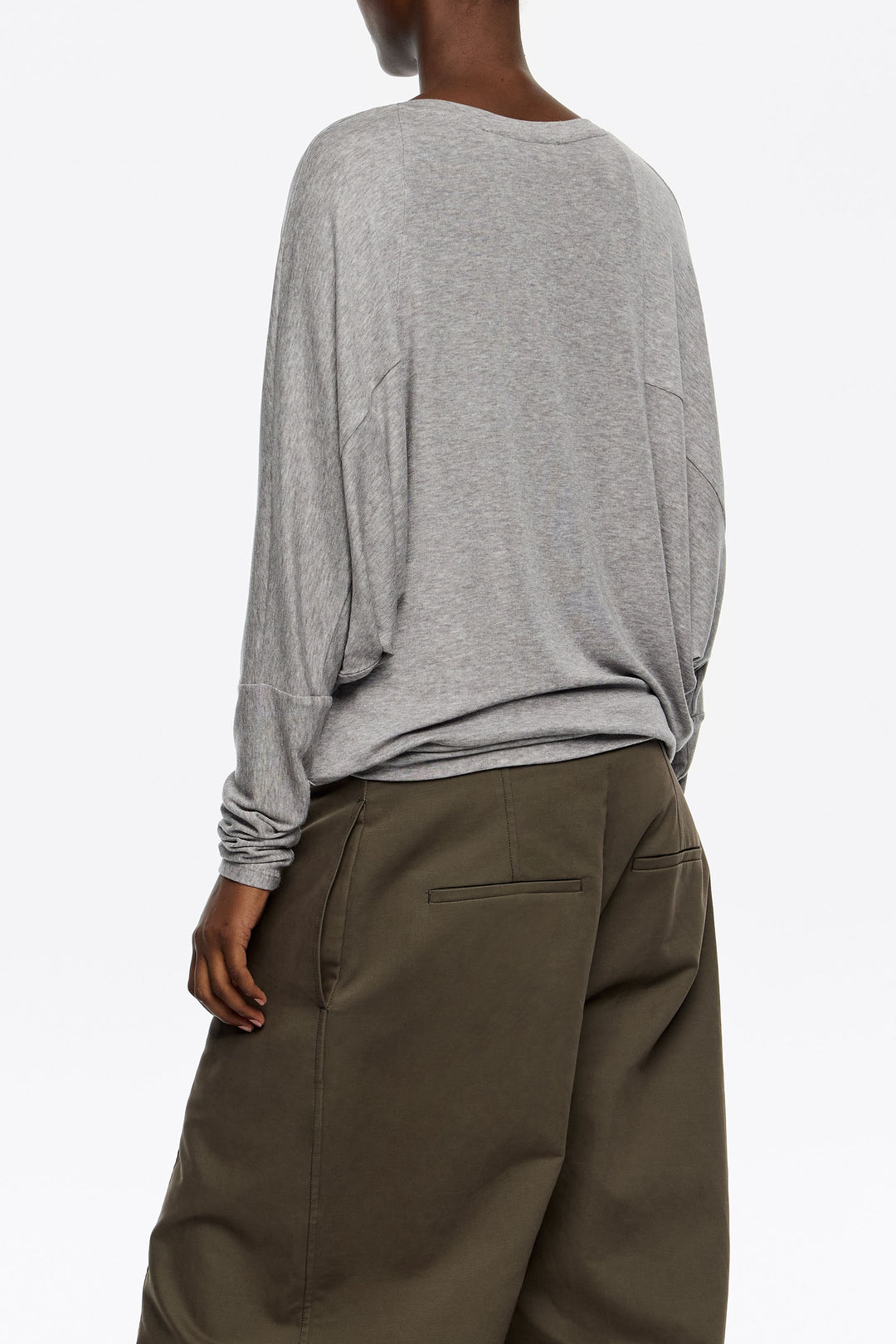 Light gray batwing sleeve T-shirt