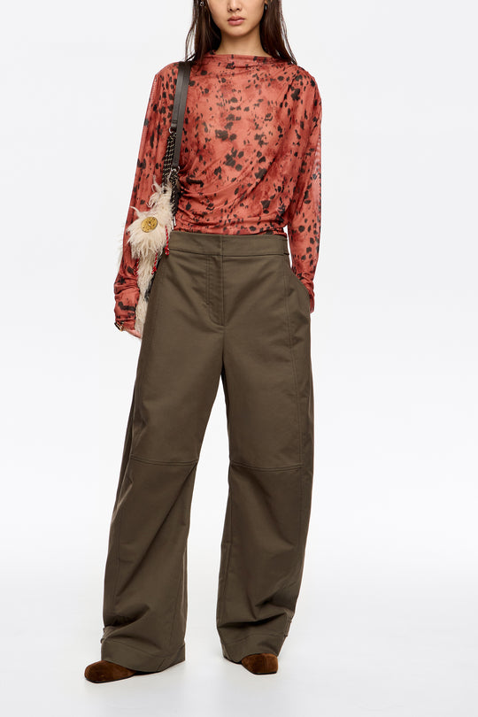 Brown Lynx gathered tulle T-shirt