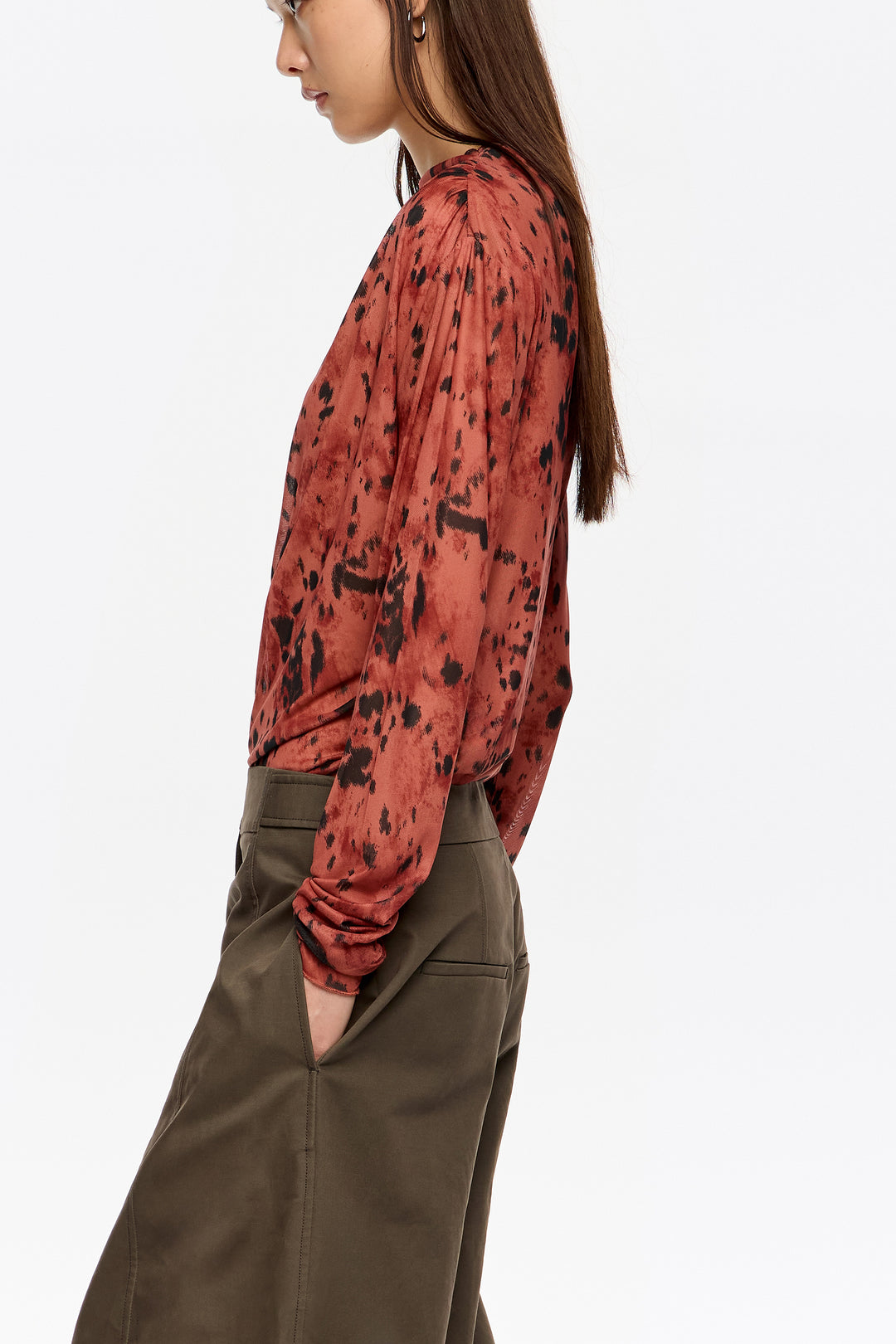 Brown Lynx gathered tulle T-shirt