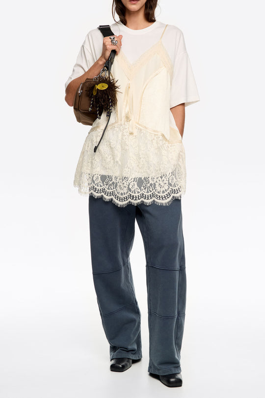 Ivory lace layer T-shirt top