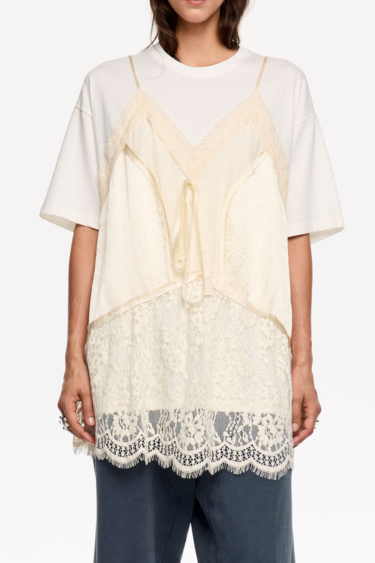 Ivory lace layer T-shirt top