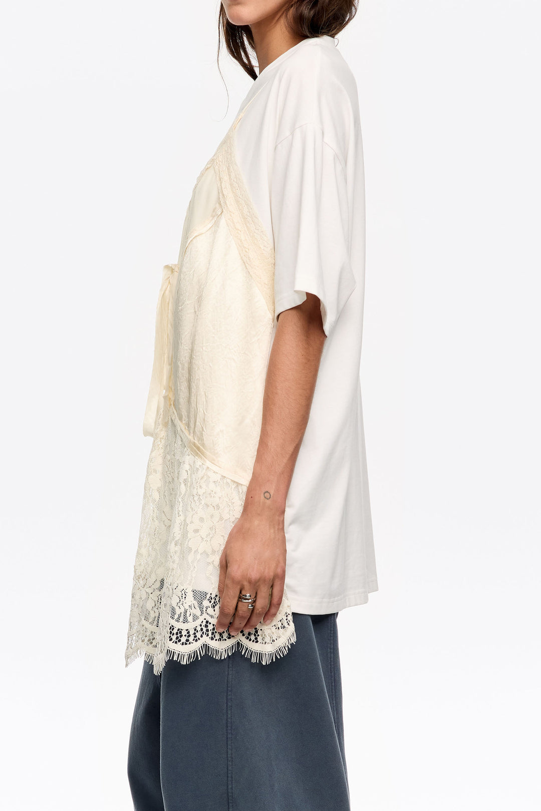 Ivory lace layer T-shirt top