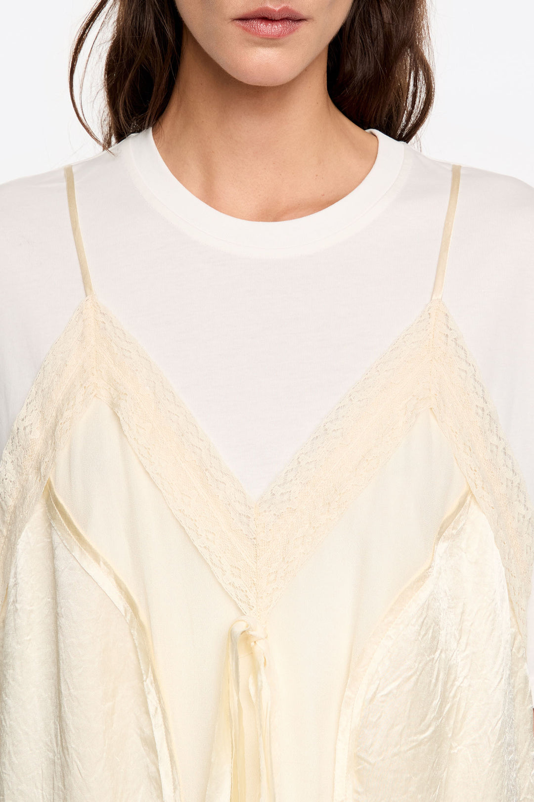 Ivory lace layer T-shirt top