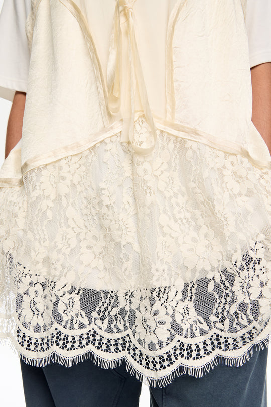Ivory lace layer T-shirt top