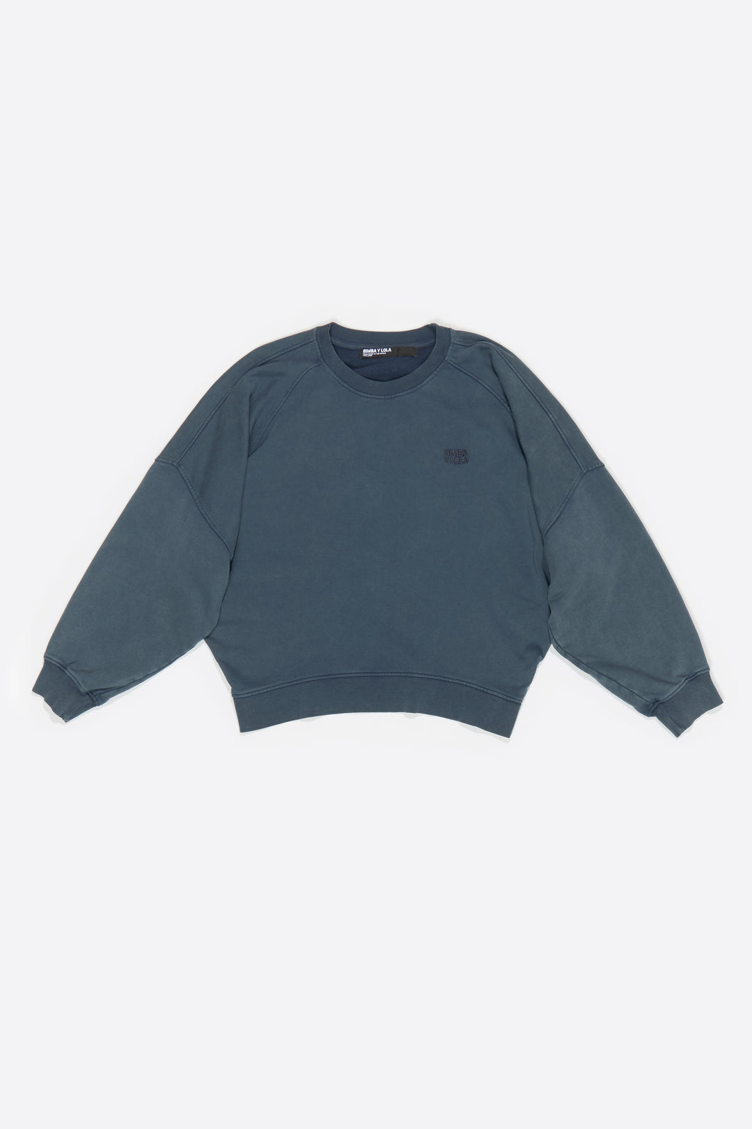 Blue-gray embroidered logo balloon sweatshirt