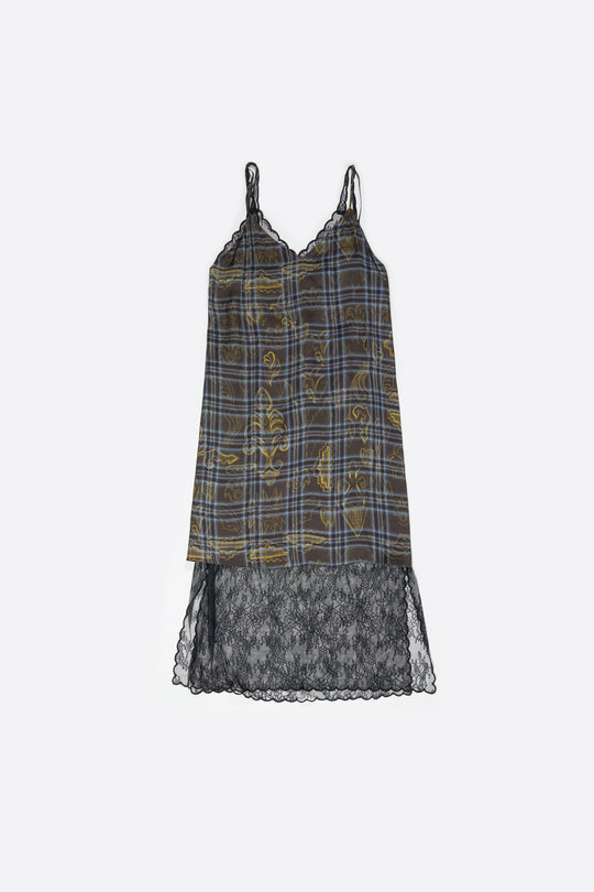 Blue Ikatmix lace double-layer strappy dress