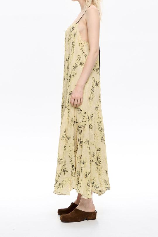 Light yellow Notebook pleated asymmetric dress