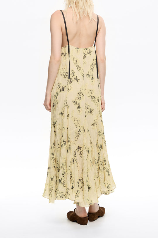 Light yellow Notebook pleated asymmetric dress
