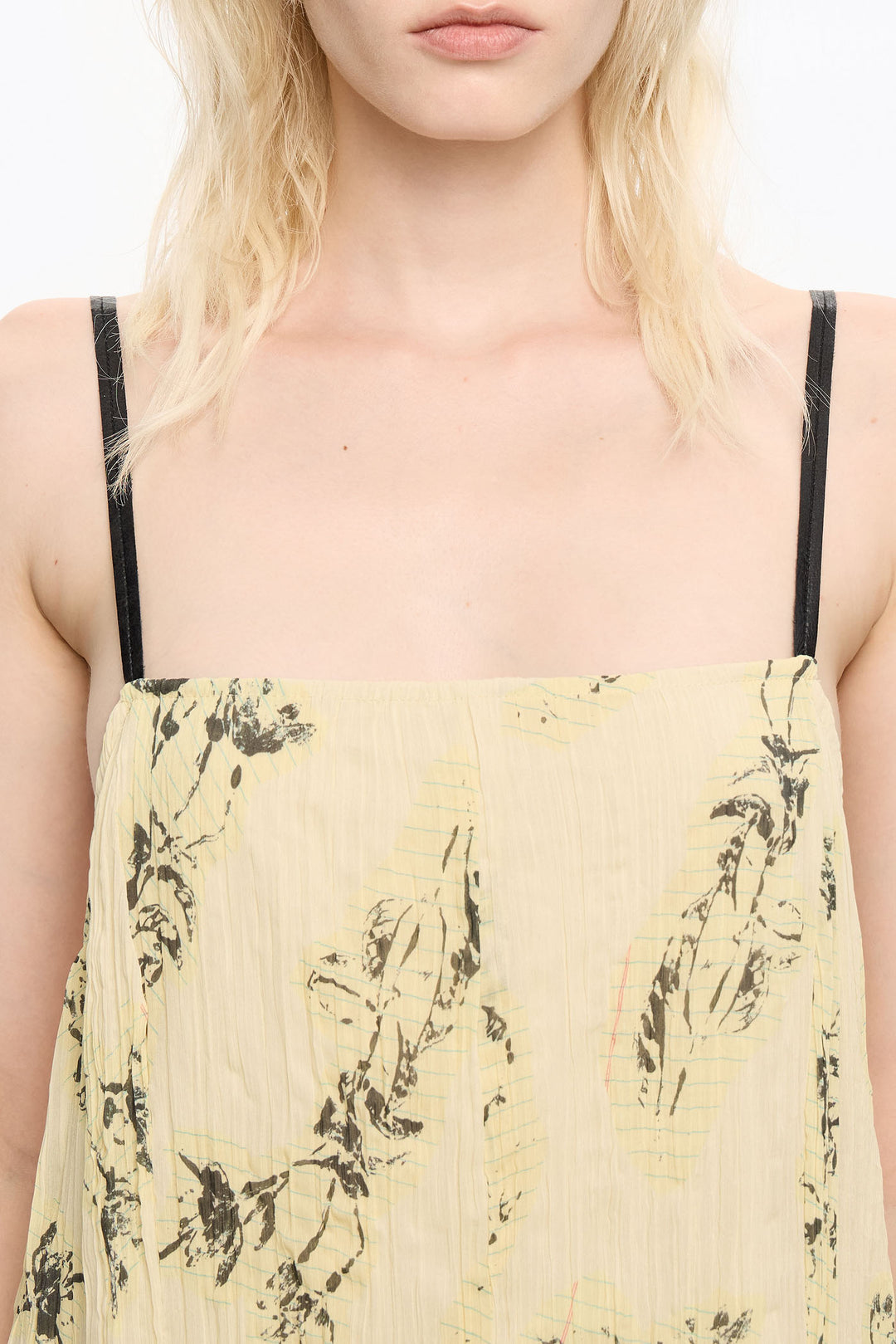 Light yellow Notebook pleated asymmetric dress