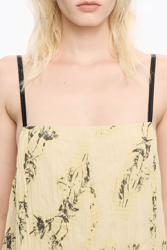 Light yellow Notebook pleated asymmetric dress