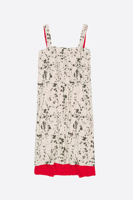 Ivory Lynx contrast hem straight cut dress