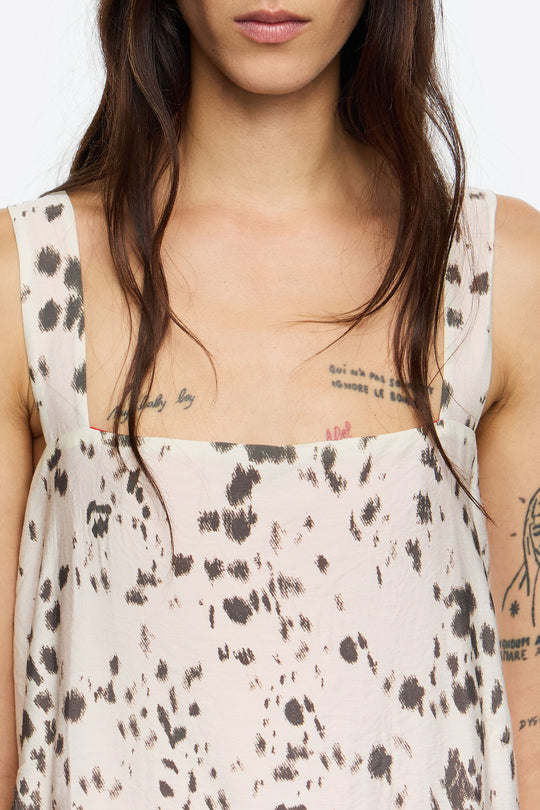 Ivory Lynx contrast hem straight cut dress