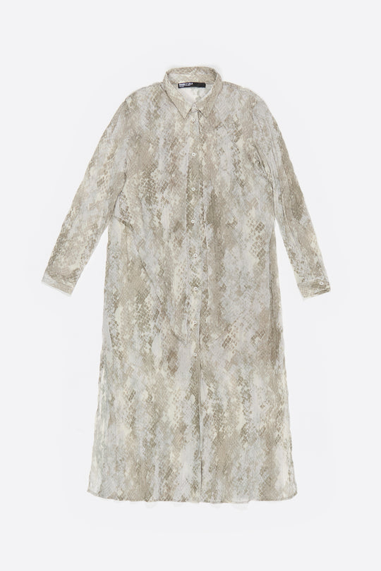 Taupe Snake maxi tie pleated dress