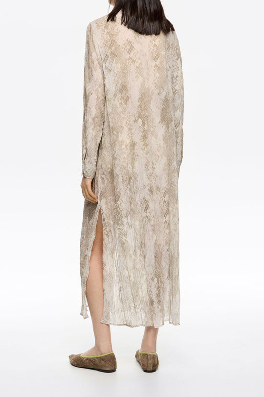 Taupe Snake maxi tie pleated dress