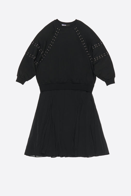 Washed black studded sweatshirt dress
