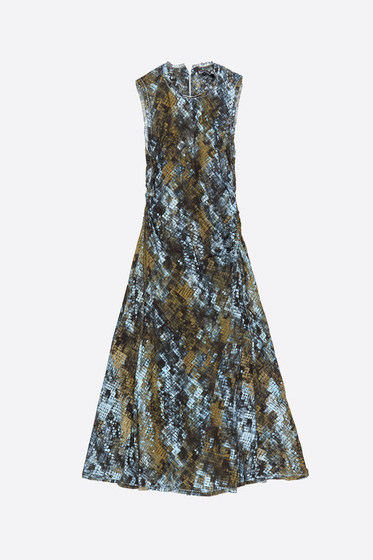 Khaki Snake ruched dress