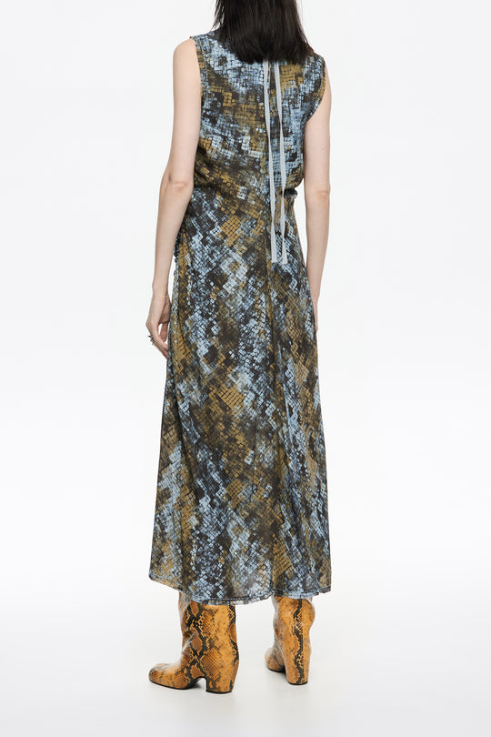 Khaki Snake ruched dress