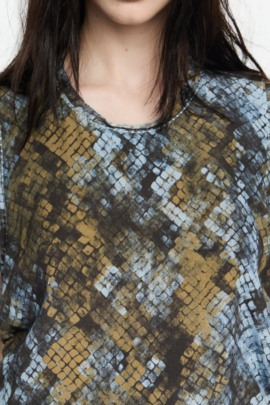 Khaki Snake ruched dress