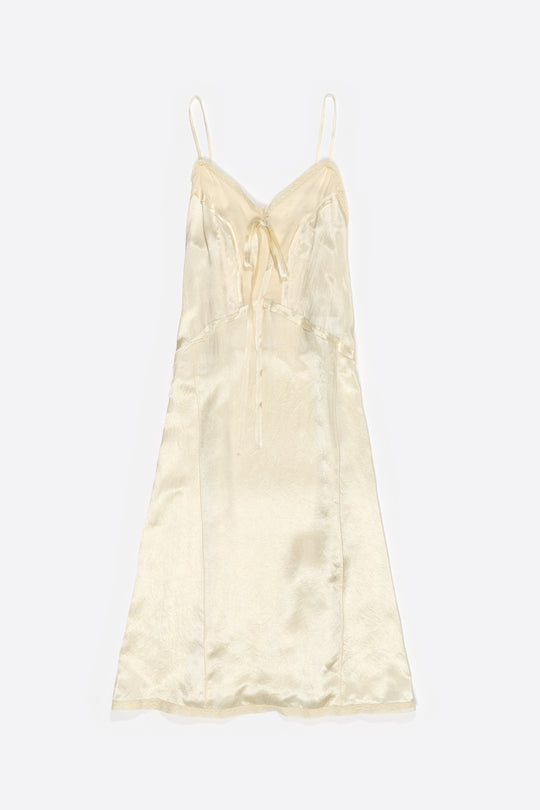 Beige mixed fabrics straight cut midi dress