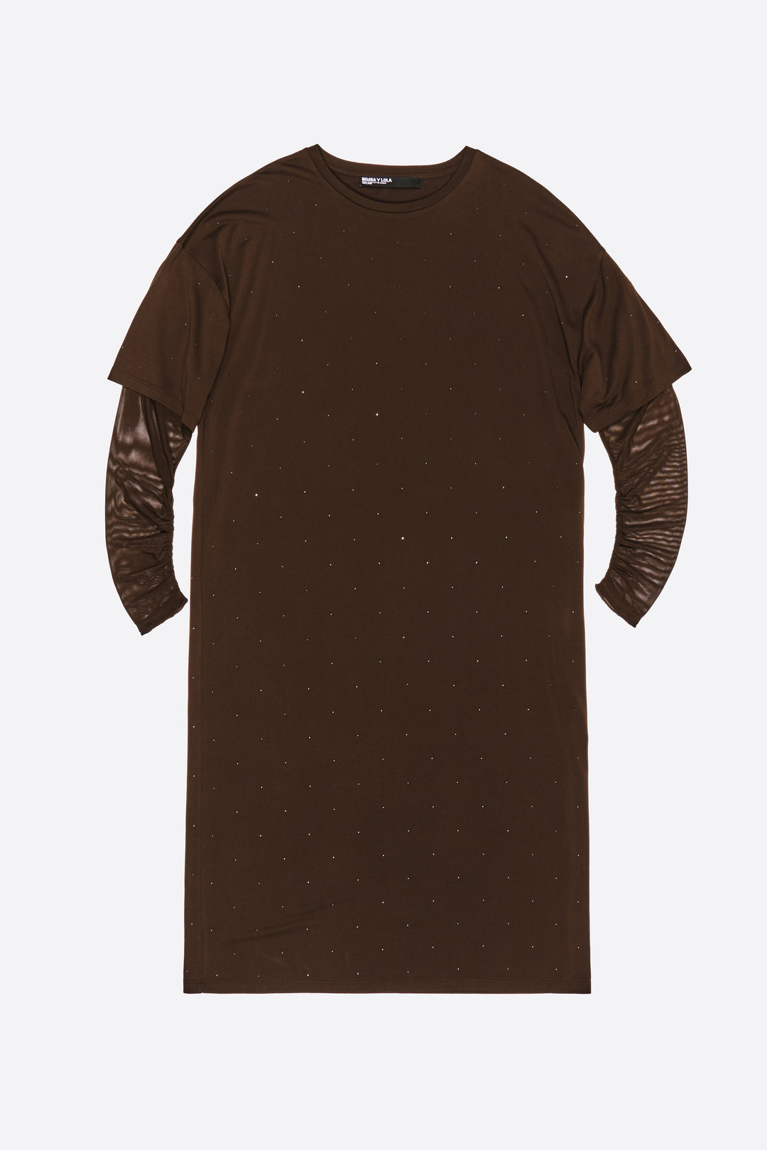 Dark brown tulle sleeve dress