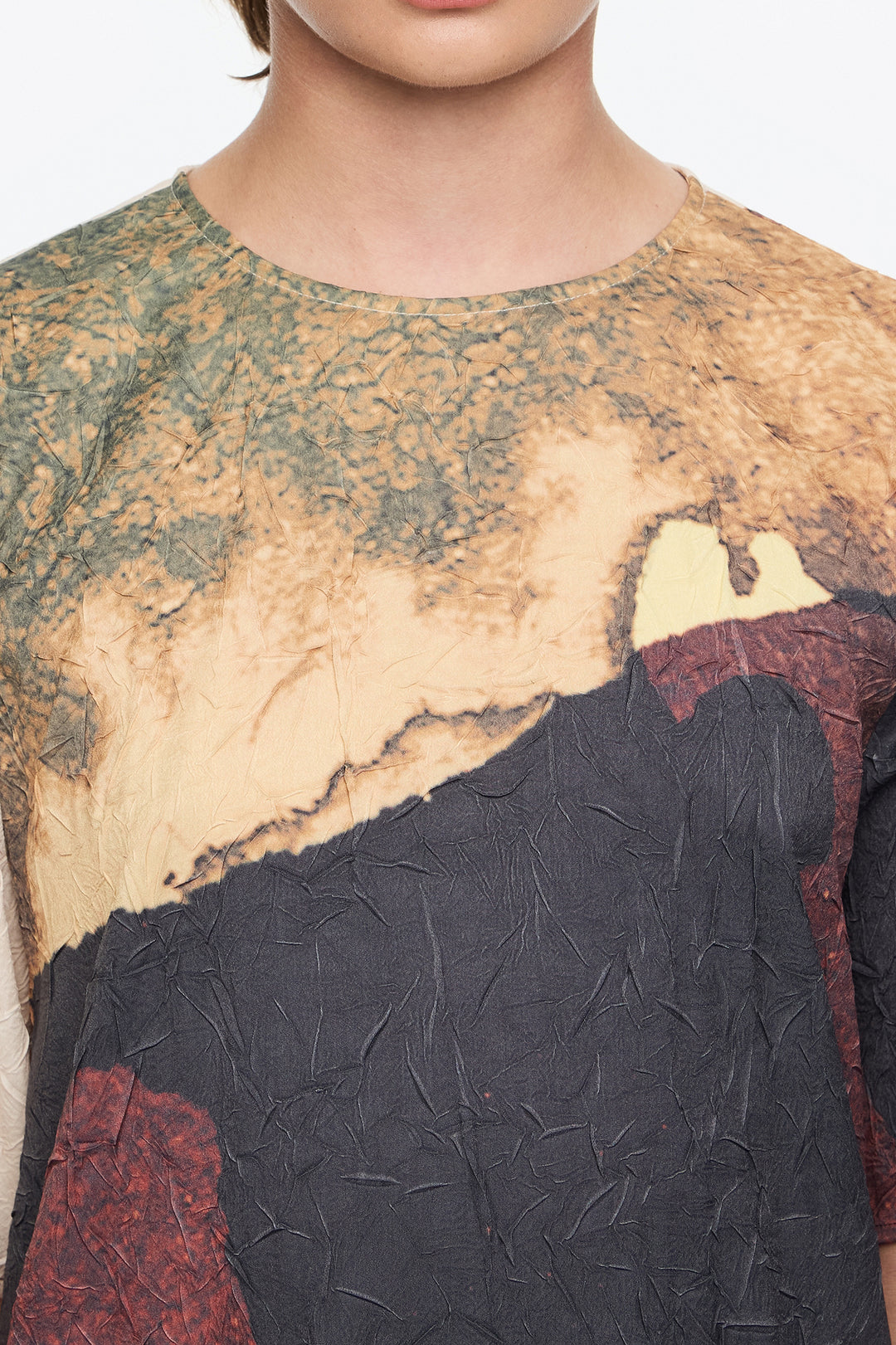 Light yellow Abstract straight cut maxi dress with cut-outs