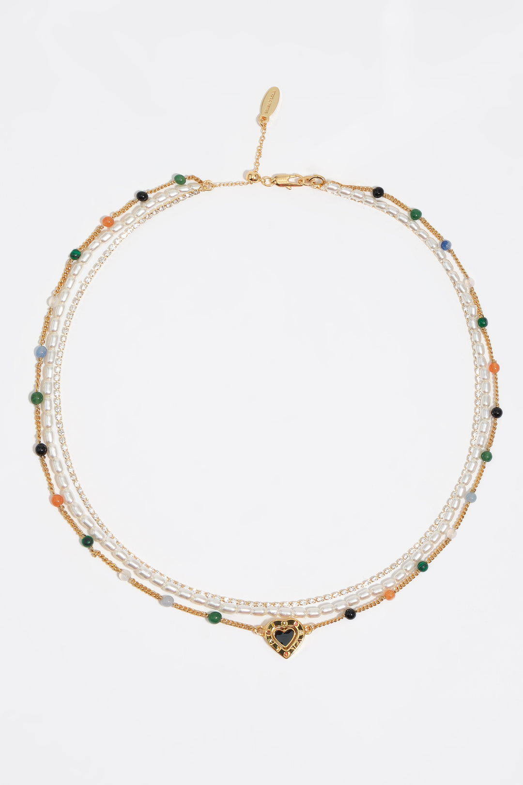Triple stone necklace with heart logo