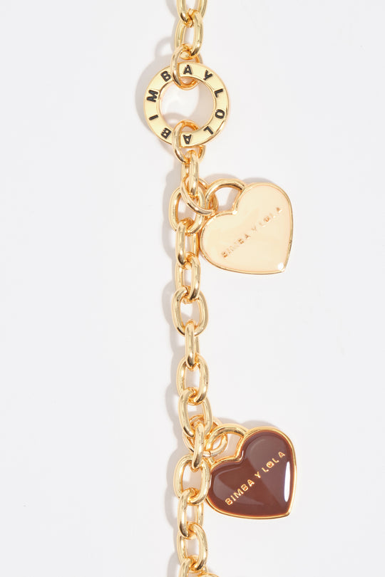Heart logos gold chain necklace