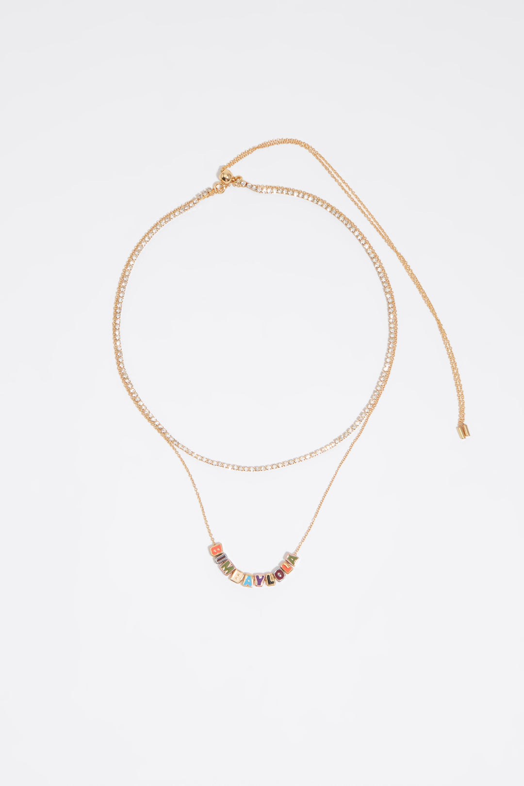 Multicolor dice logo double necklace