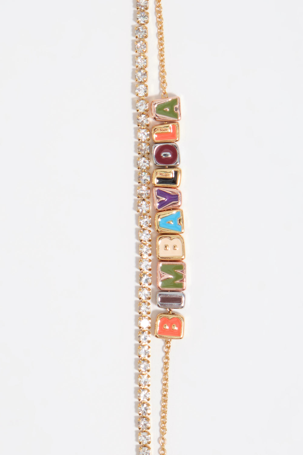 Multicolor dice logo double necklace