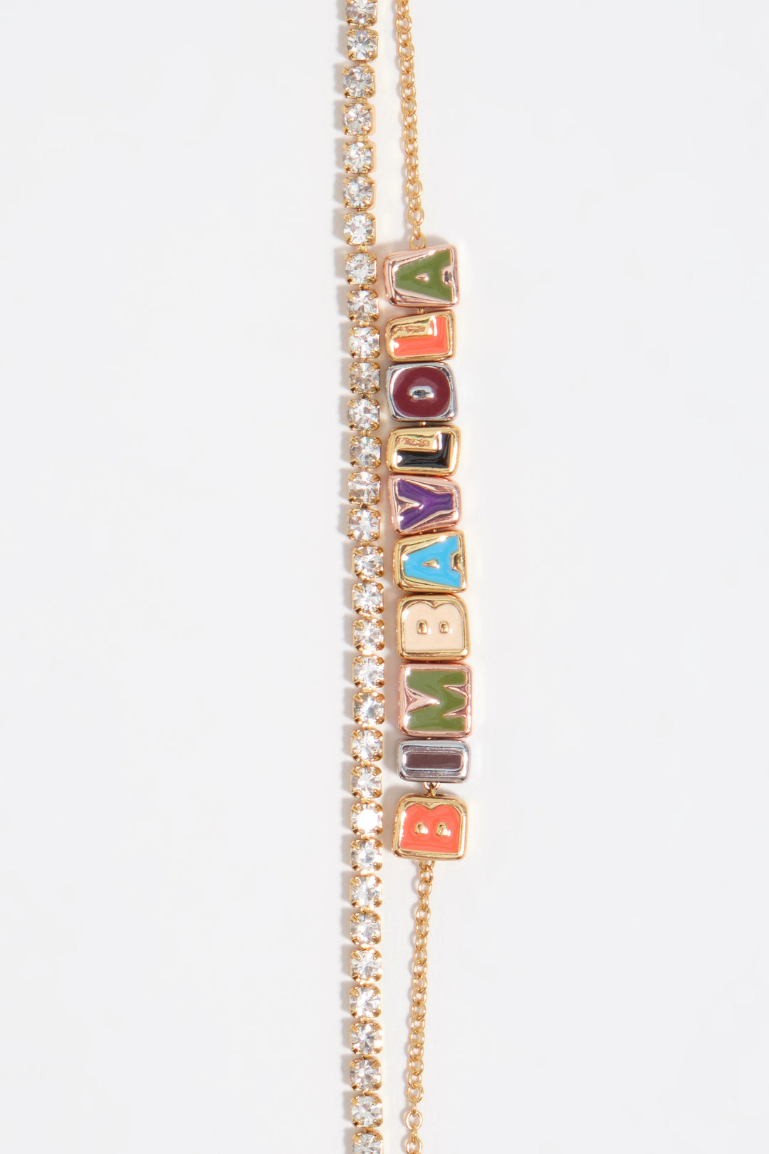 Multicolor dice logo double necklace
