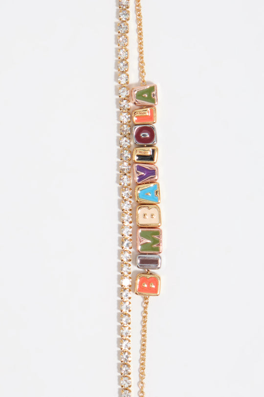 Multicolor dice logo double necklace