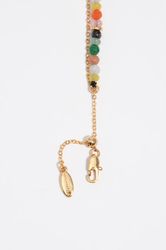 Gold heart and stones double necklace