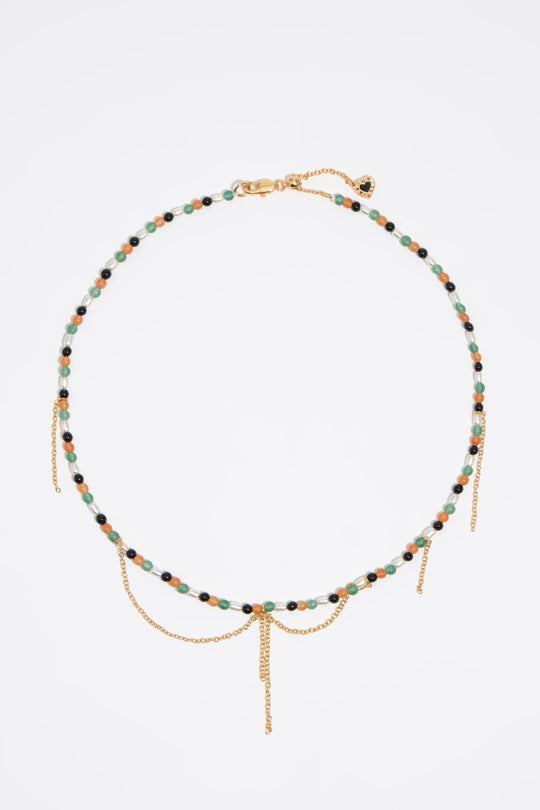 Golden chains and stones necklace