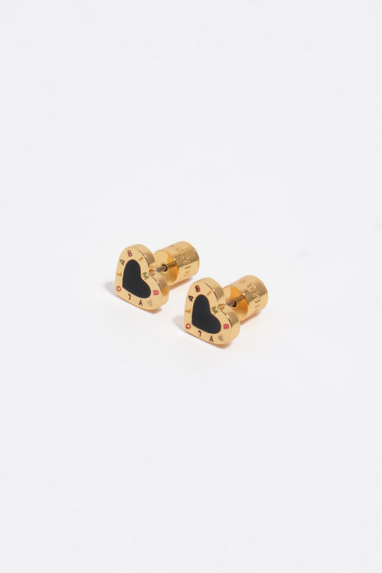 Black heart logo earrings