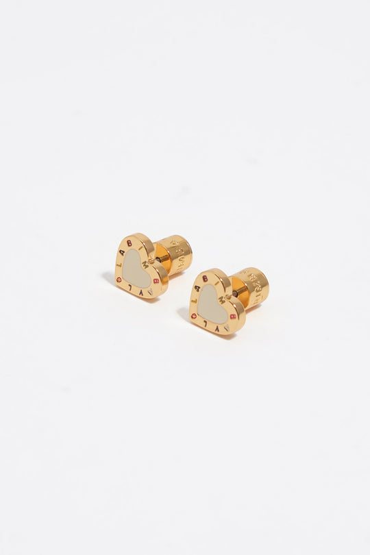 Ivory heart logo earrings
