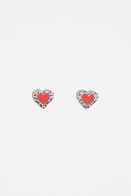 Coral heart logo earrings