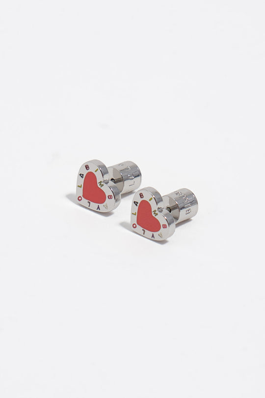 Coral heart logo earrings