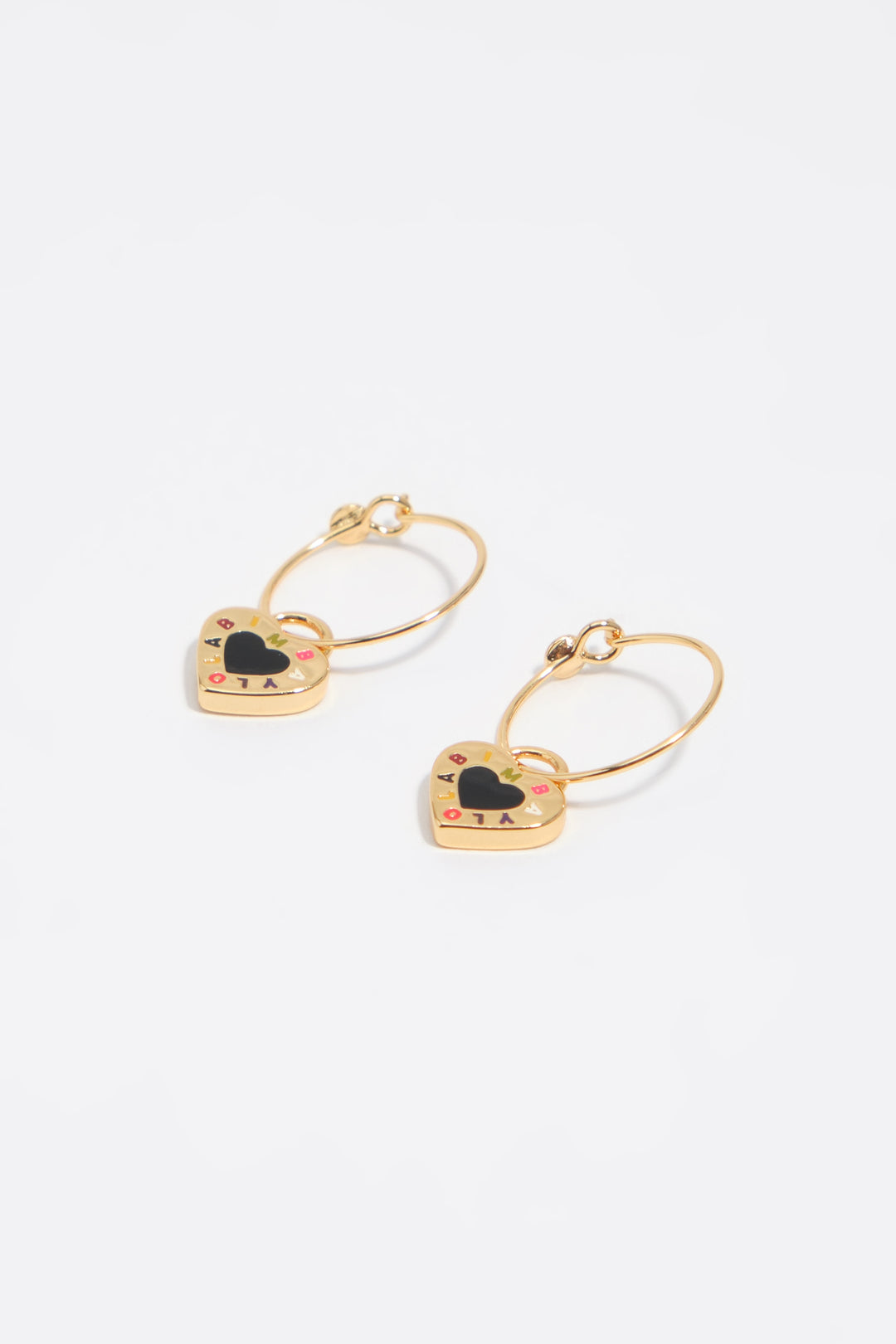 Black heart logo hoop earrings