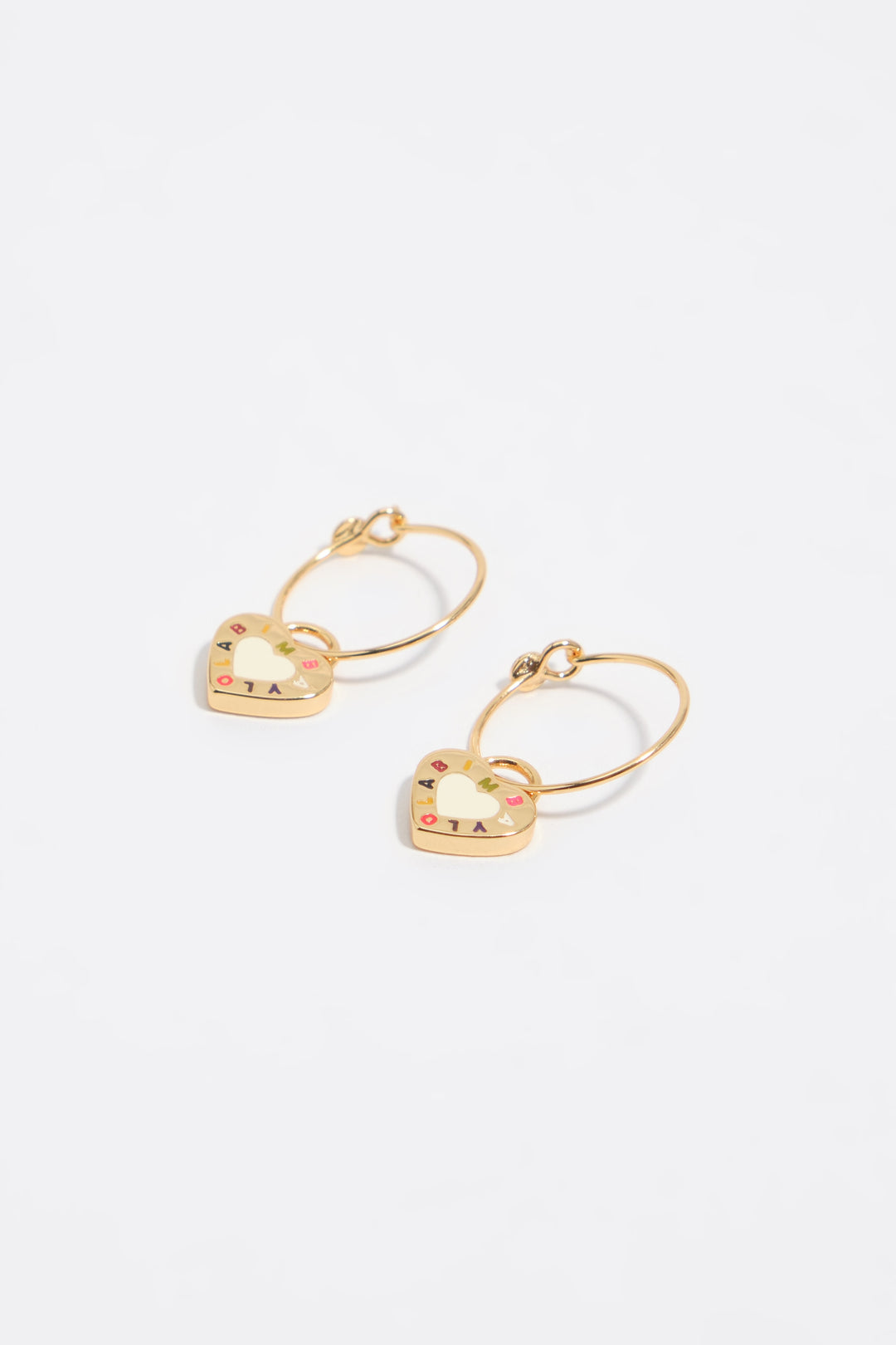 Hoop earrings logo ivory heart
