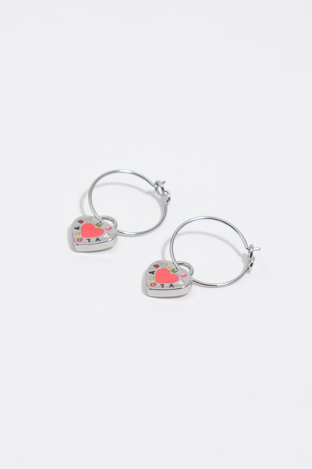 Coral heart logo hoop earrings