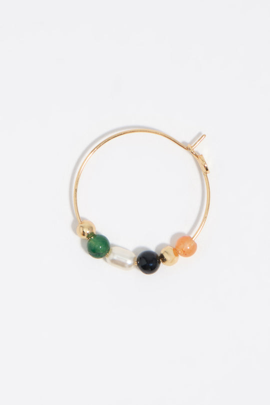 Pearl and stone hoop earrings