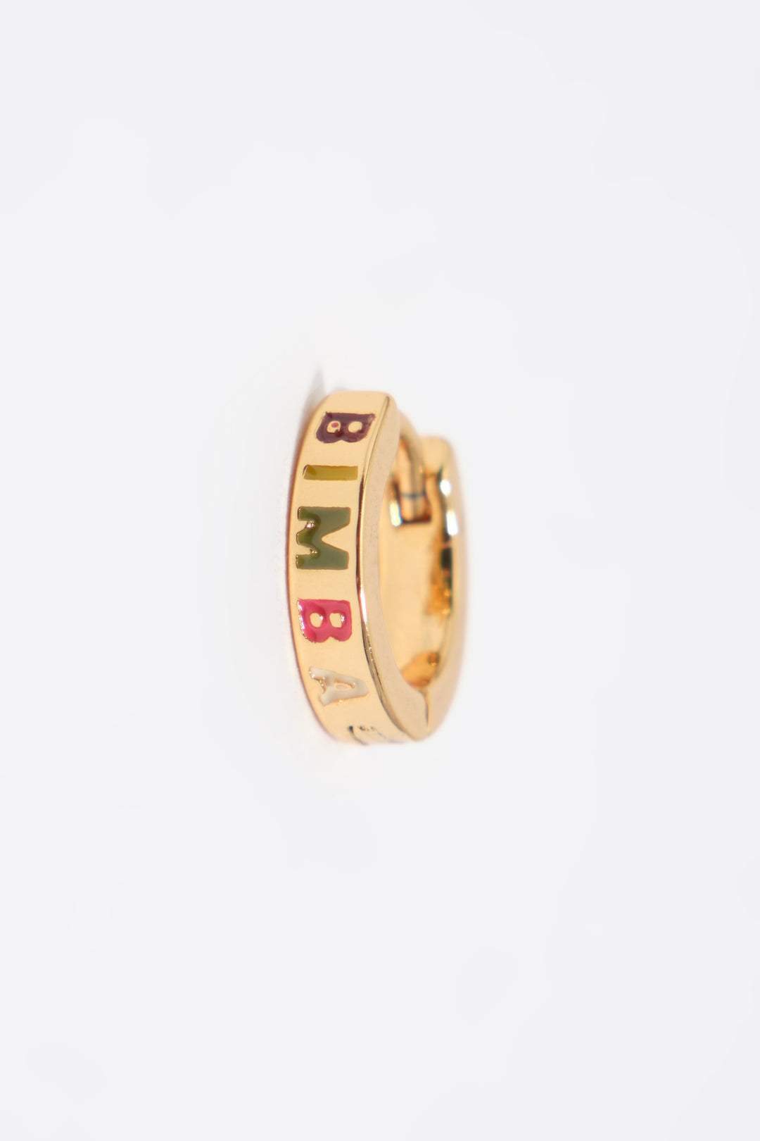 Gold multicolored logo mini hoop earrings