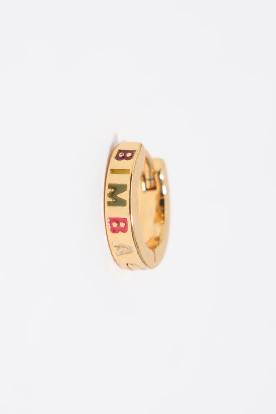 Gold multicolored logo mini hoop earrings