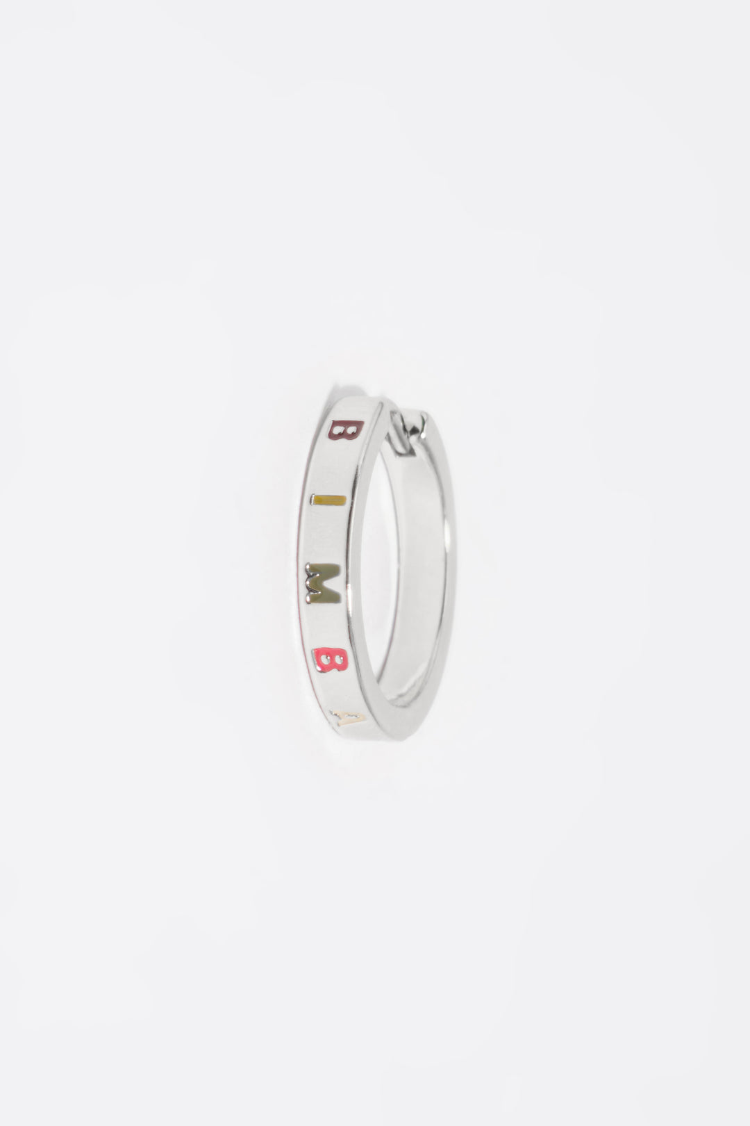 Silver and multicolor logo hoop earrings