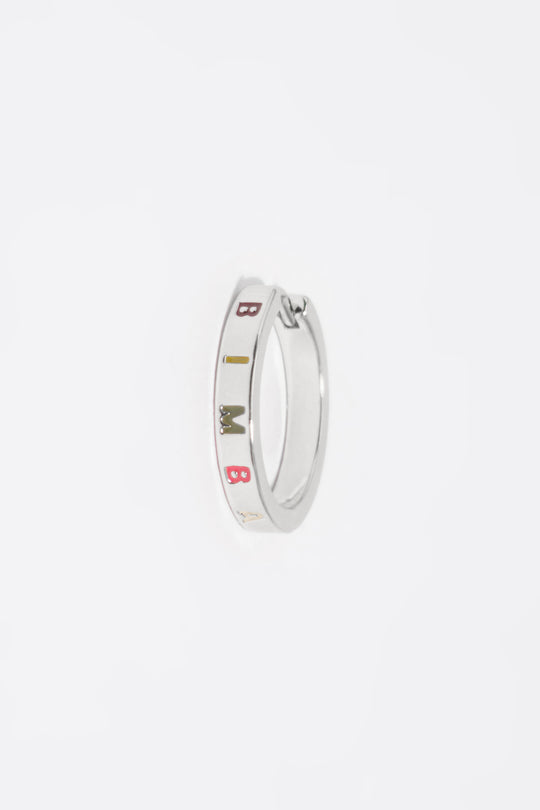 Silver and multicolor logo hoop earrings