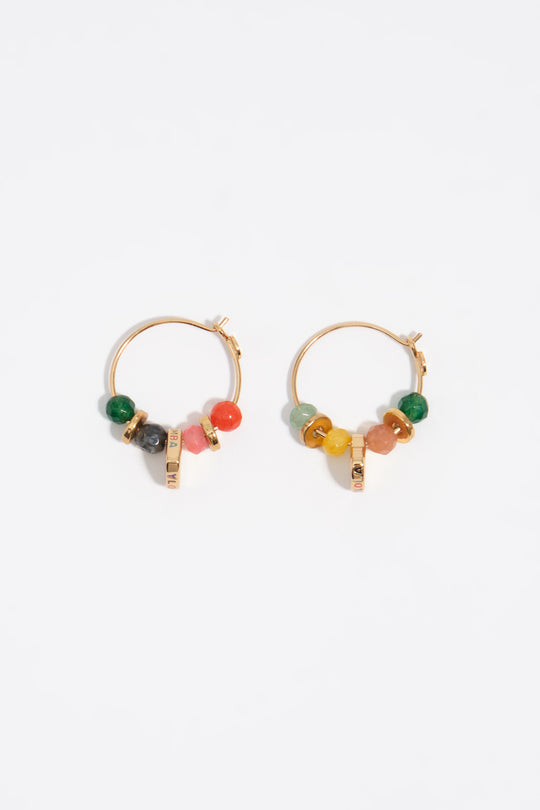 Heart stones hoop earrings