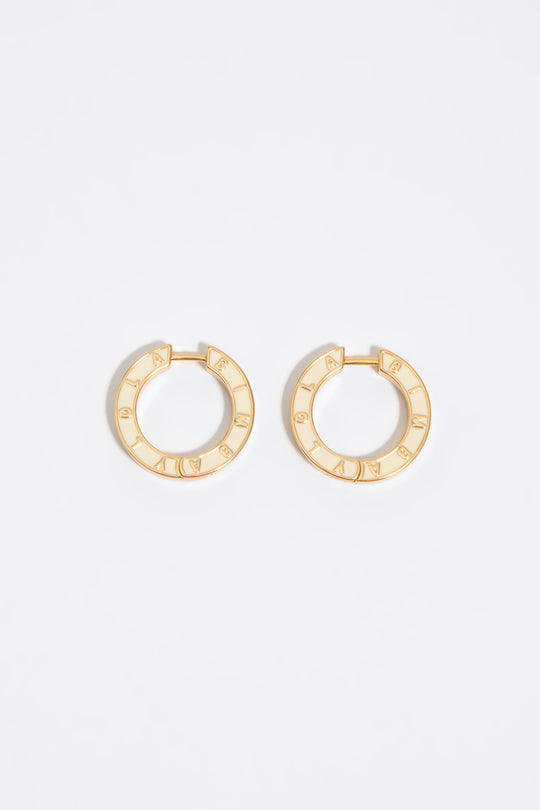 Hoop earrings ivory logo